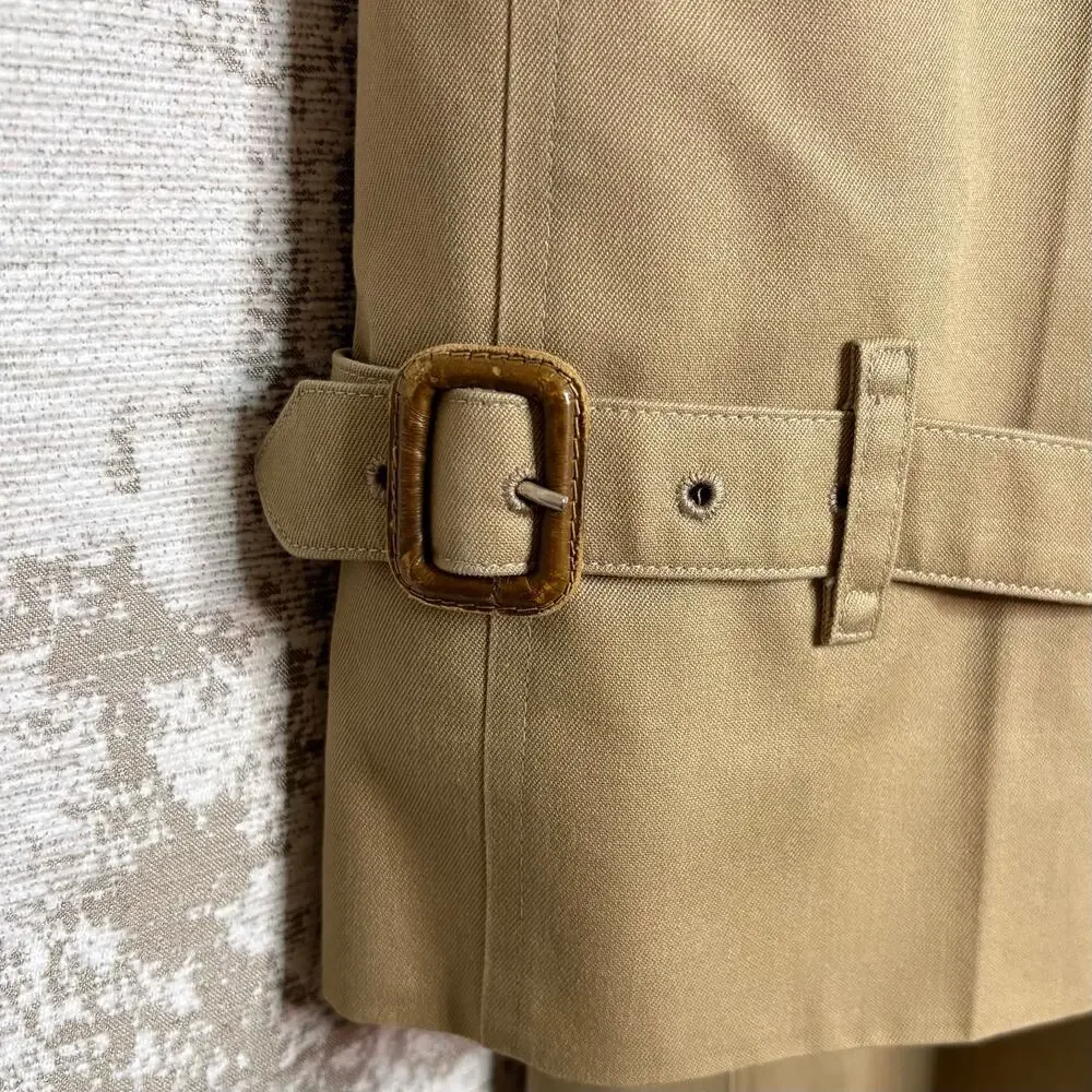 Burberry Belted Trench Coat with Plaid 100% Wool Lining & Collar in Honey - Picture 7 of 16